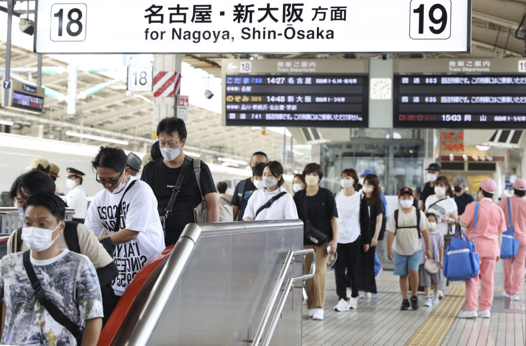 Crowded station during summer holidays in Osaka, Japan